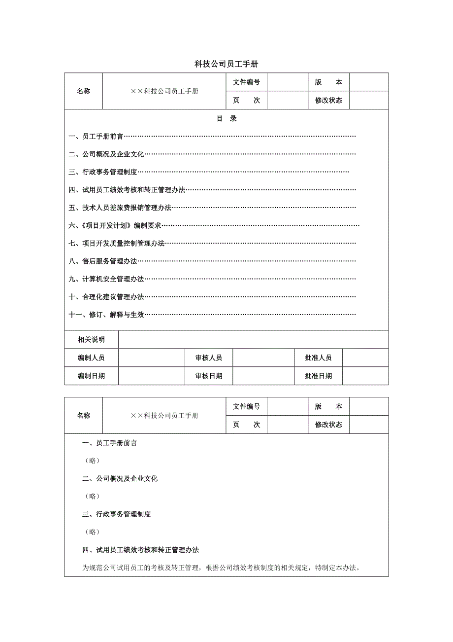 科技公司员工手册范本doc格式_第1页