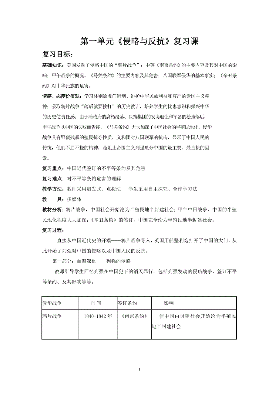 复习课《八上第一单元侵略与反抗》_第1页