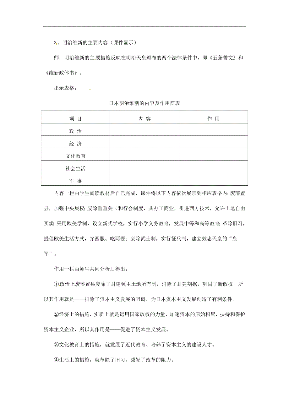 川教初中历史九上《世界近代史(上)第21课-日本明治维新》word教案-(4)_第4页