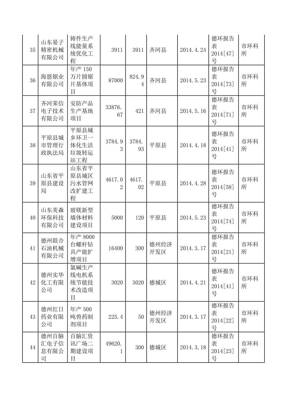 德州市环境保护局项目信息公开表_第5页