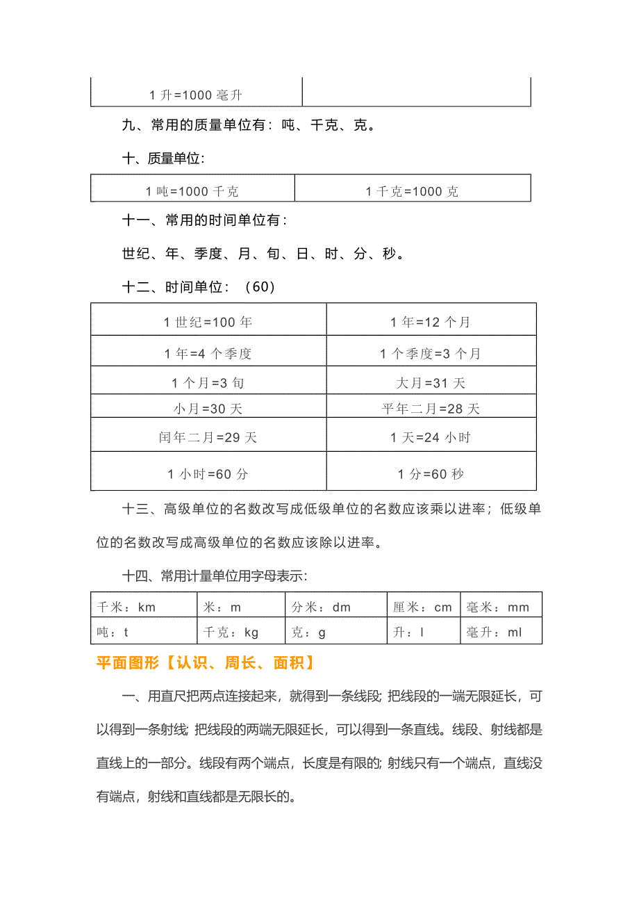 小学数学16年级所有定义公式单位换算_第2页