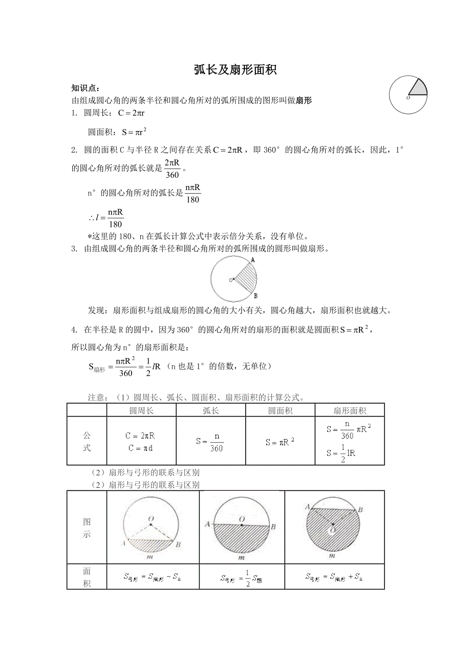 扇形面积及圆锥面积_第1页