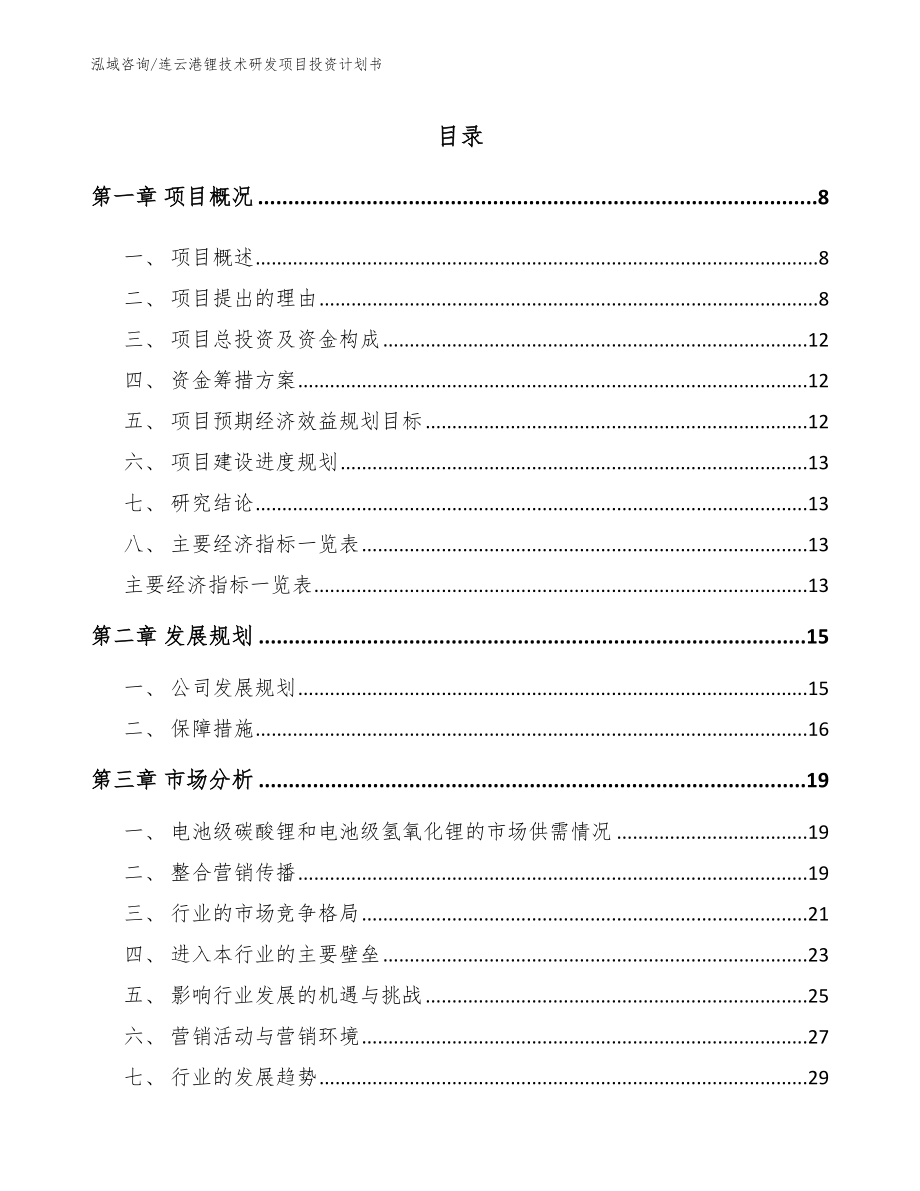 连云港锂技术研发项目投资计划书（模板）_第2页
