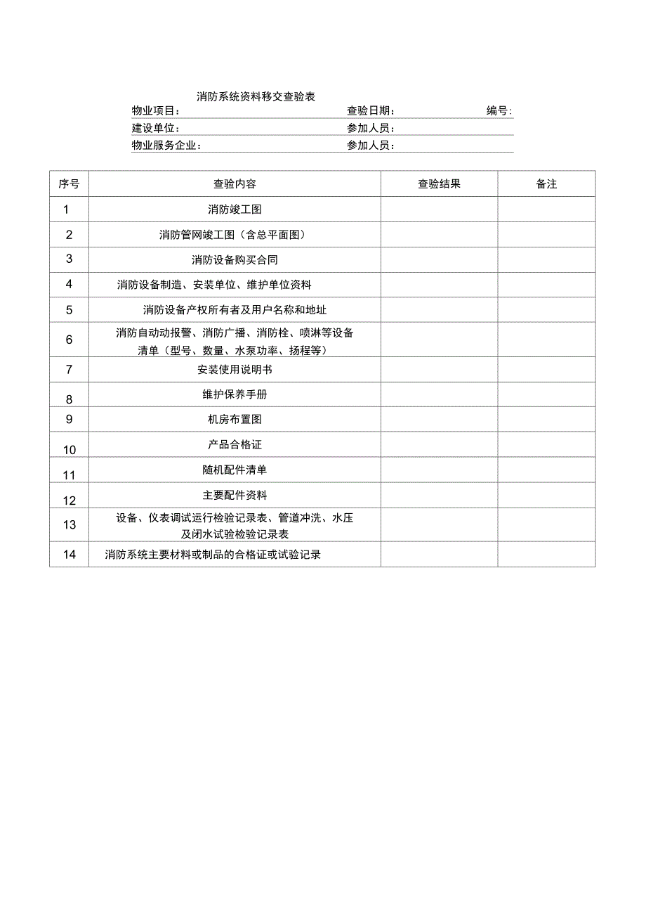 消防系统承接查验记录_第1页