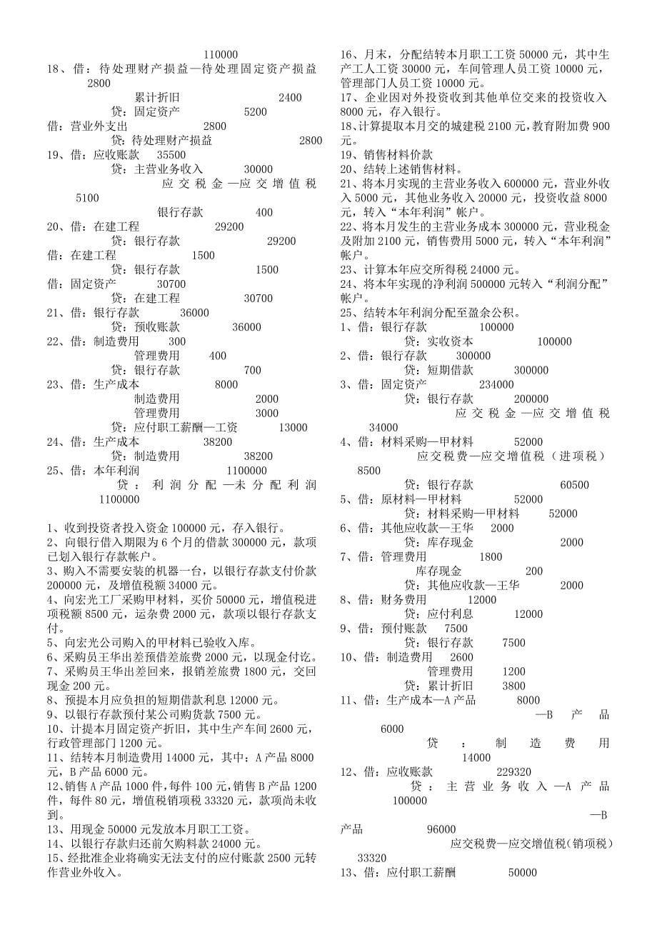 会计分录习题及答案_第5页