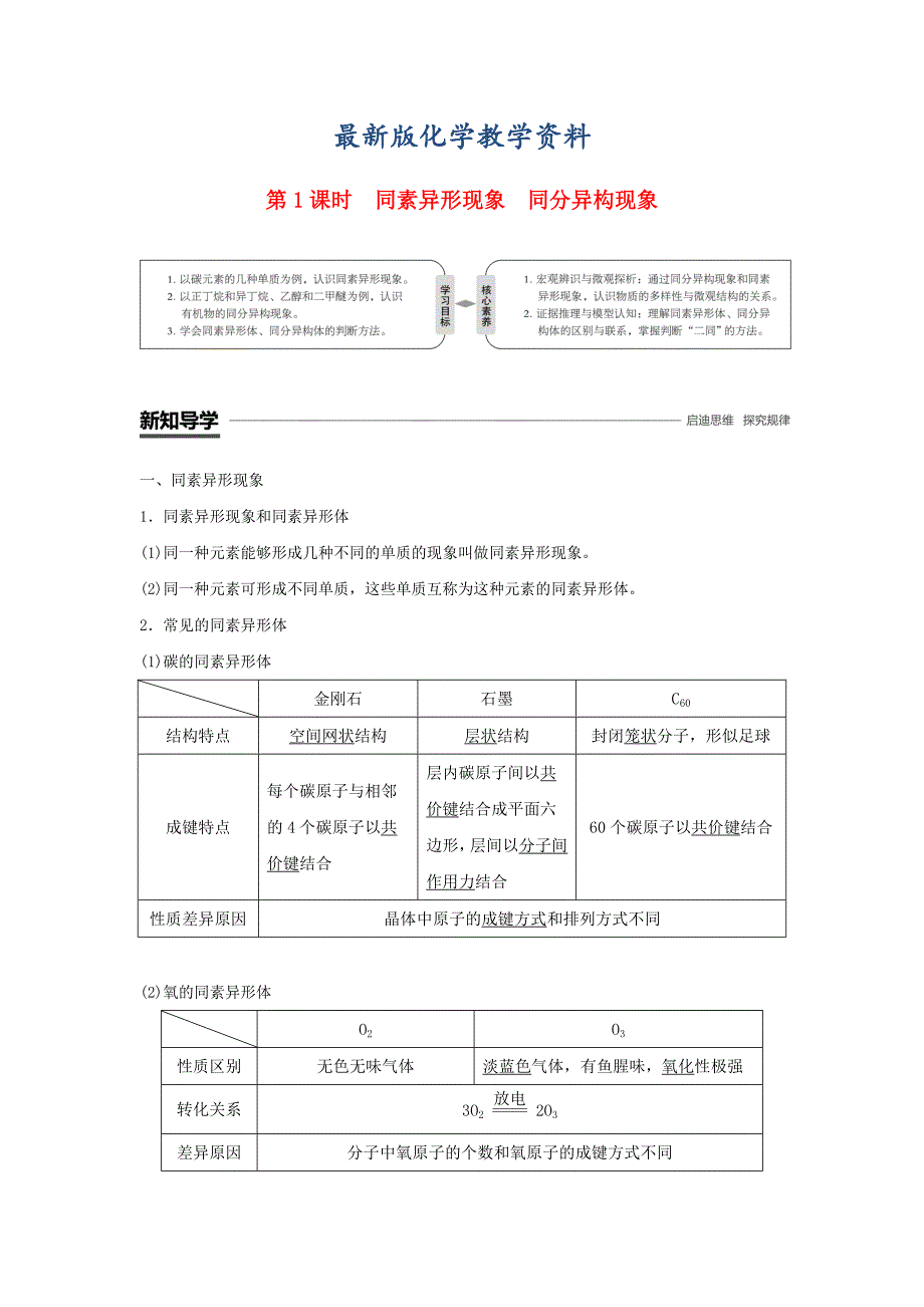 【最新版】高中化学专题1微观结构与物质的多样性第三单元从微观结构看物质的多样性第1课时同素异形现象同分异构现象学案苏教版必修_第1页