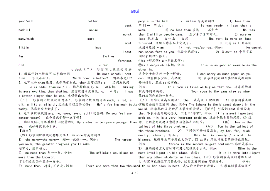 初中形容词及副词用法总结材料及练习(整理版)_第4页