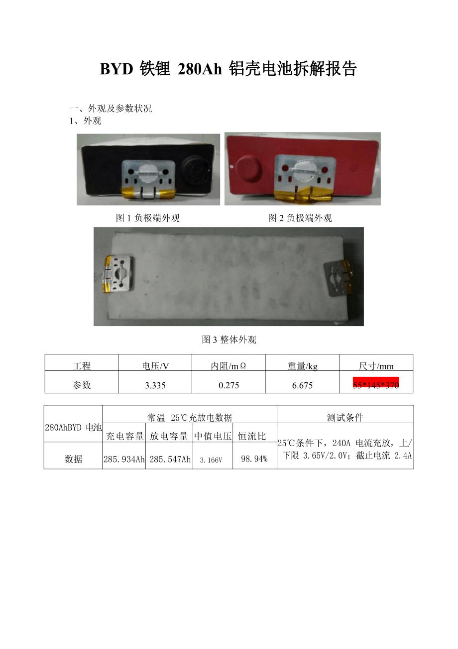 280Ah铝壳电池拆解报告BYD比亚迪_第1页