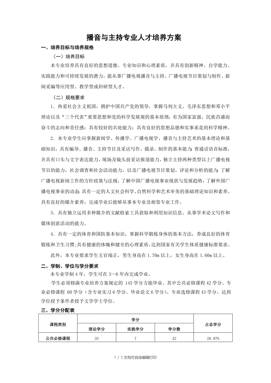 播音主持专业人才培养方案_第1页
