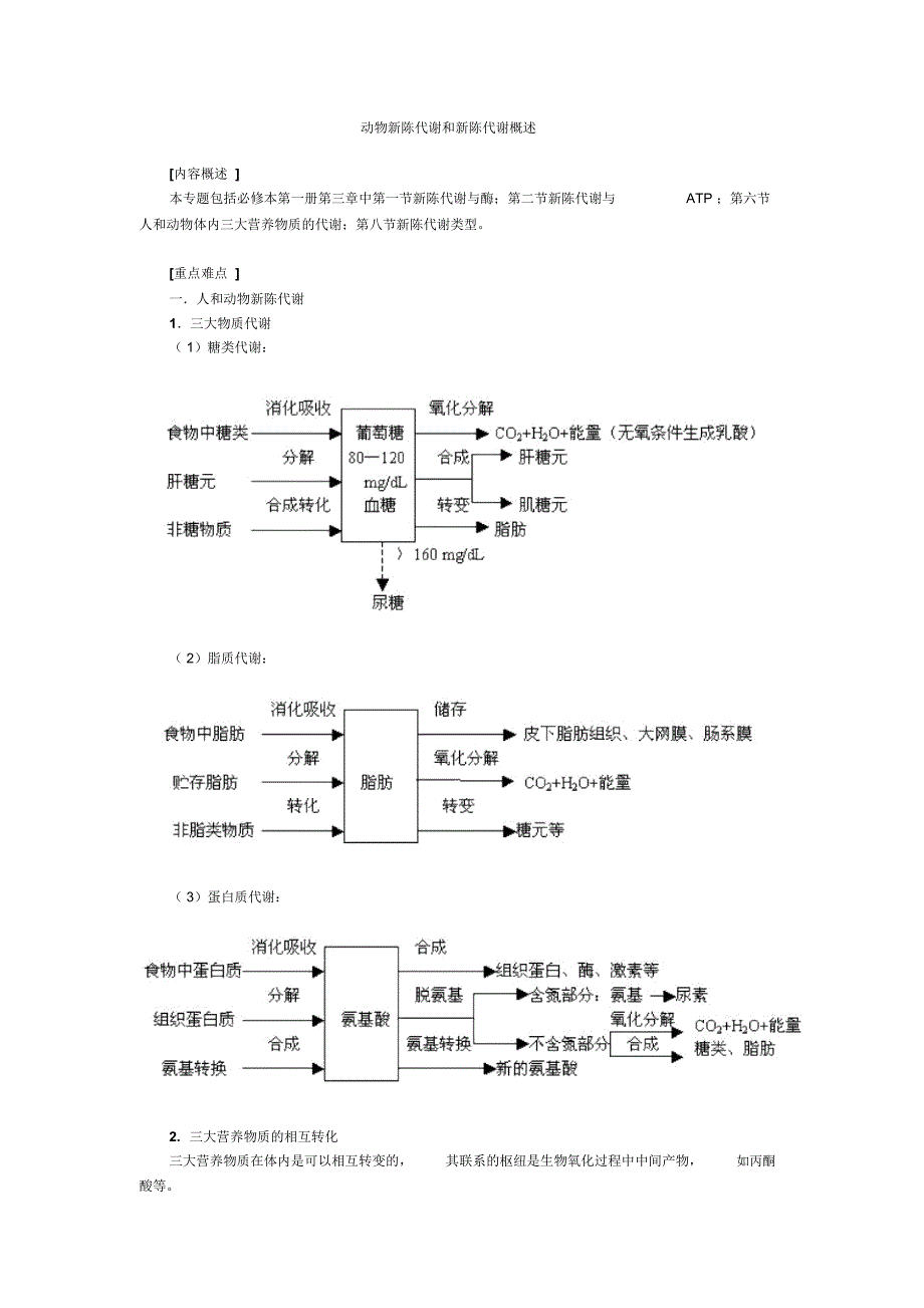 动物新陈代谢和新陈代谢概述_第1页