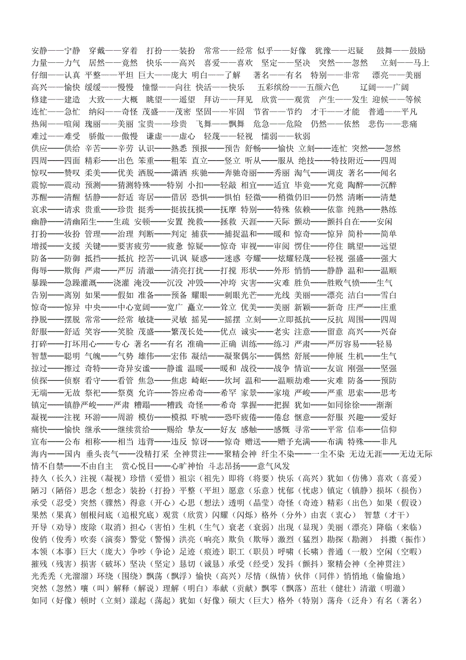 小学生常用近义词和反义词_第2页