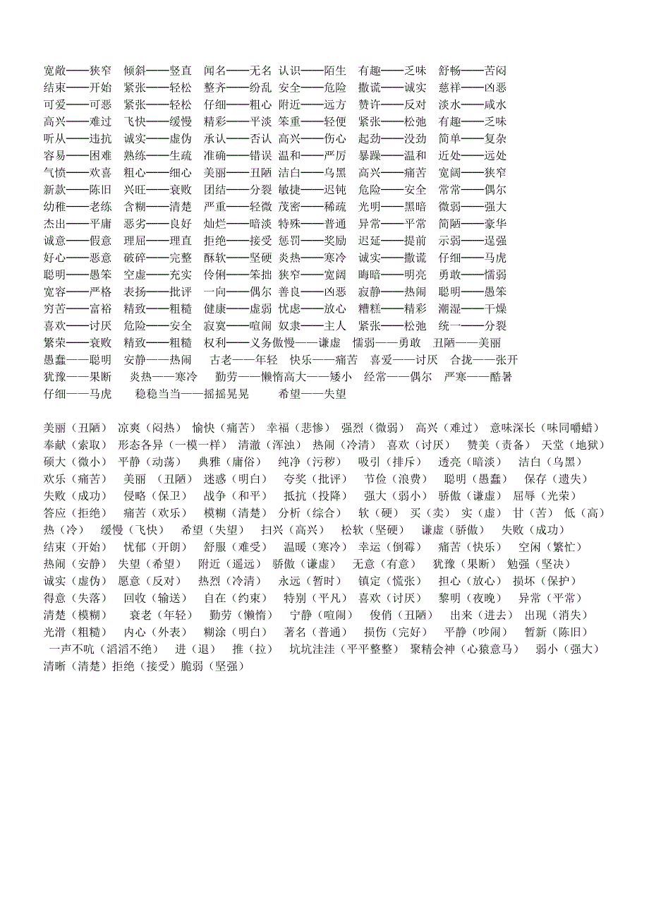 小学生常用近义词和反义词_第4页