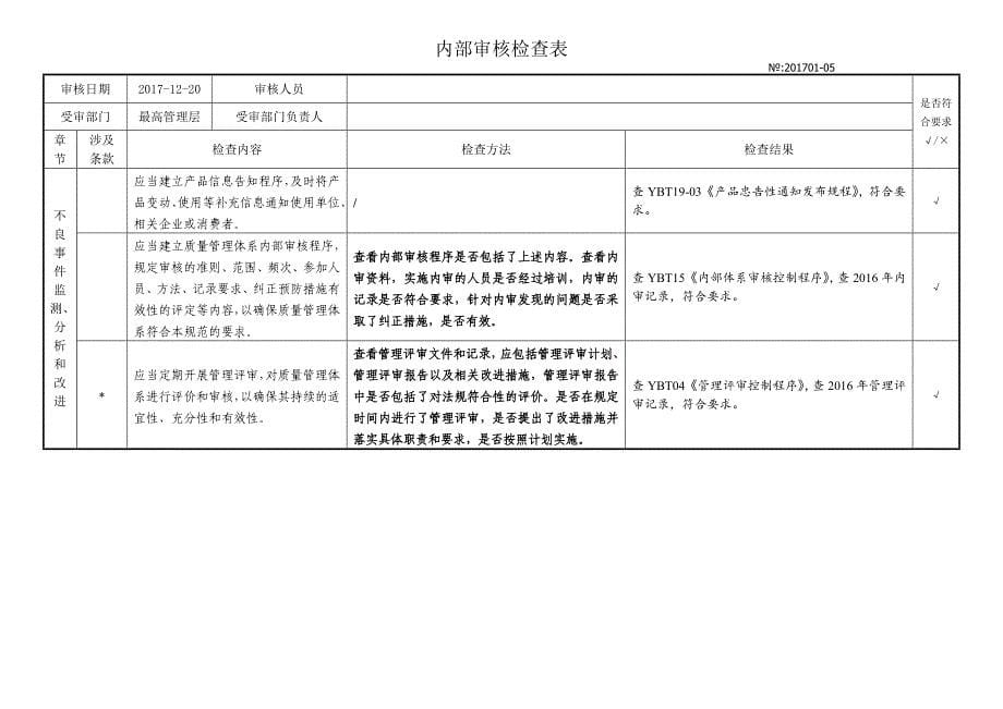 医疗器械义齿类内审检查表_第5页