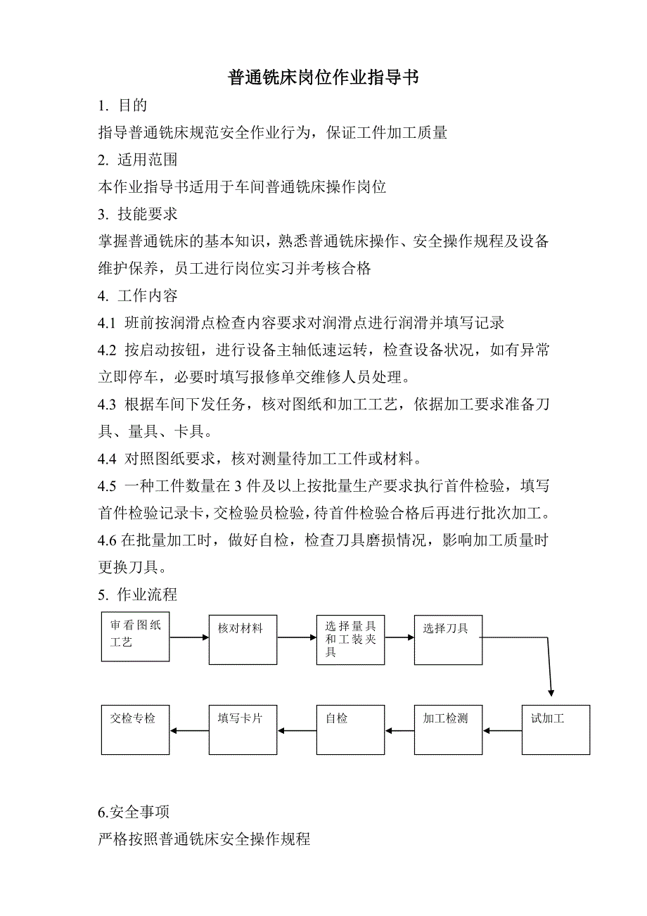 普通铣床岗位作业指导书_第1页