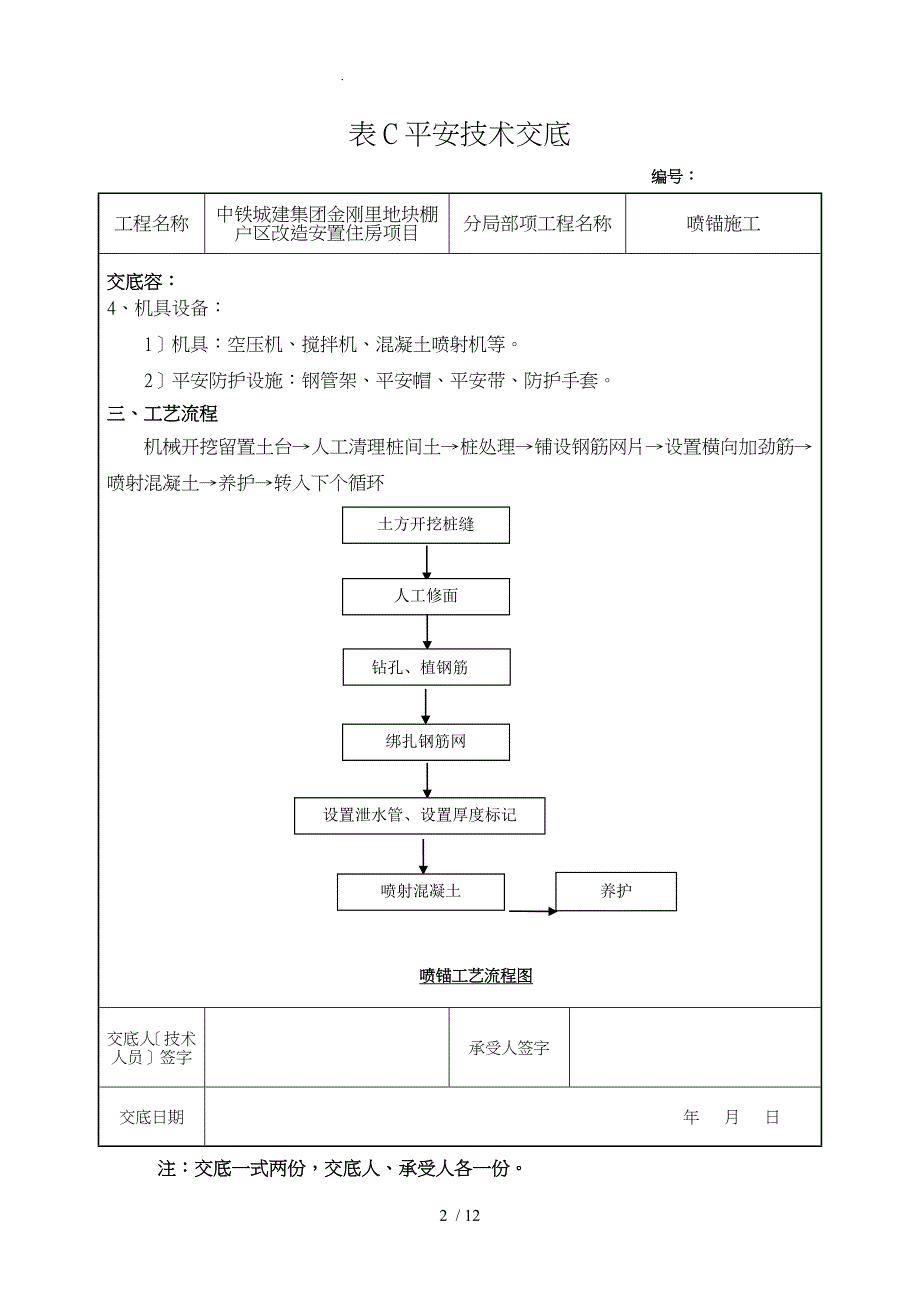 安全技术交底(喷锚施工)_第2页