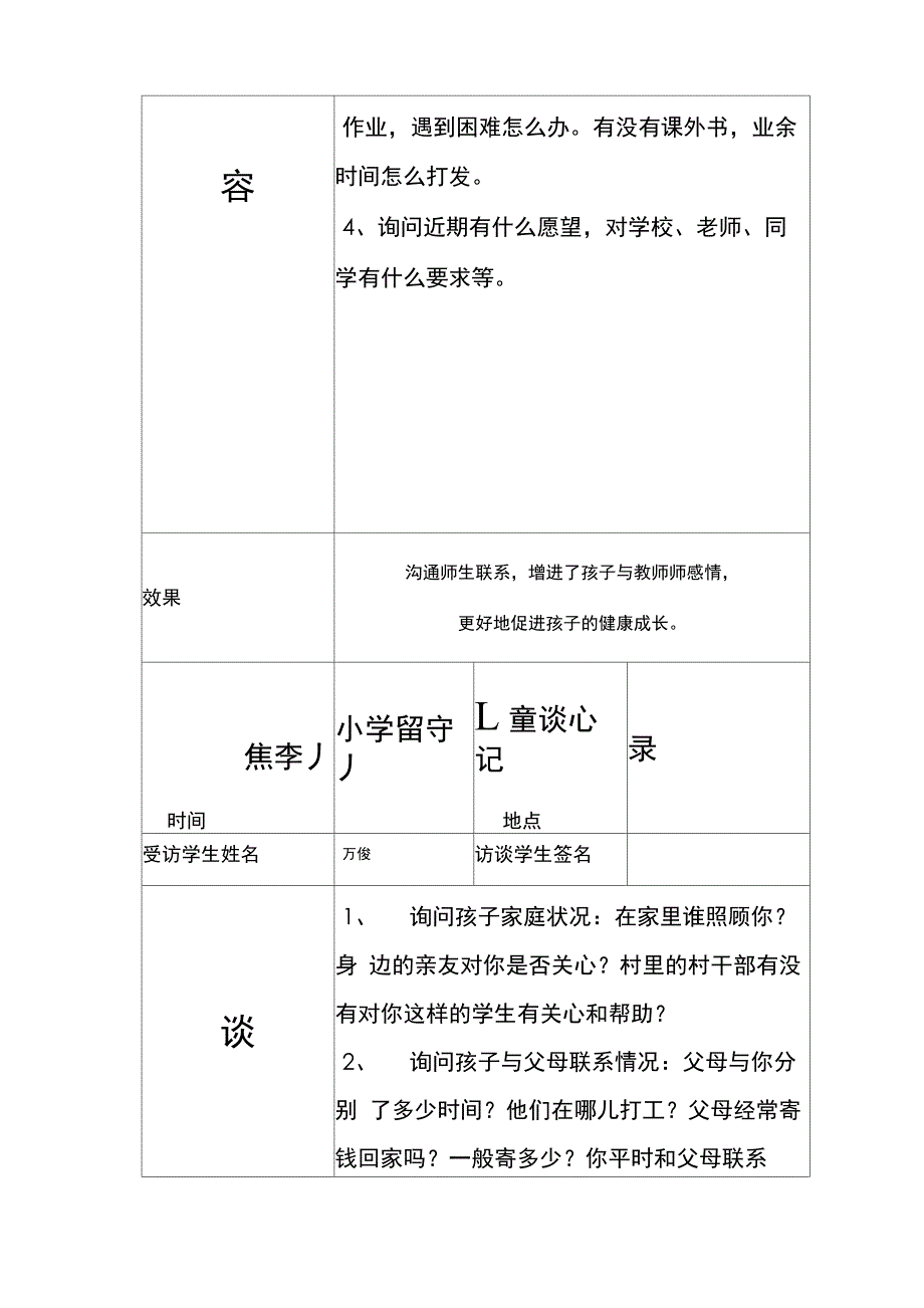 留守儿童谈心记录_第4页