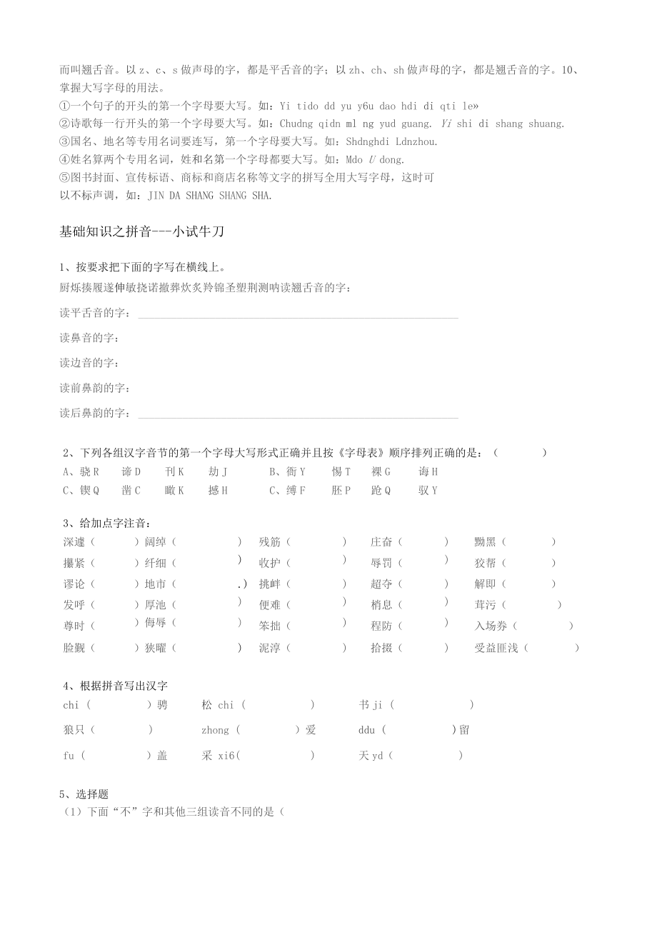 小升初语文知识点总结与练习_第2页