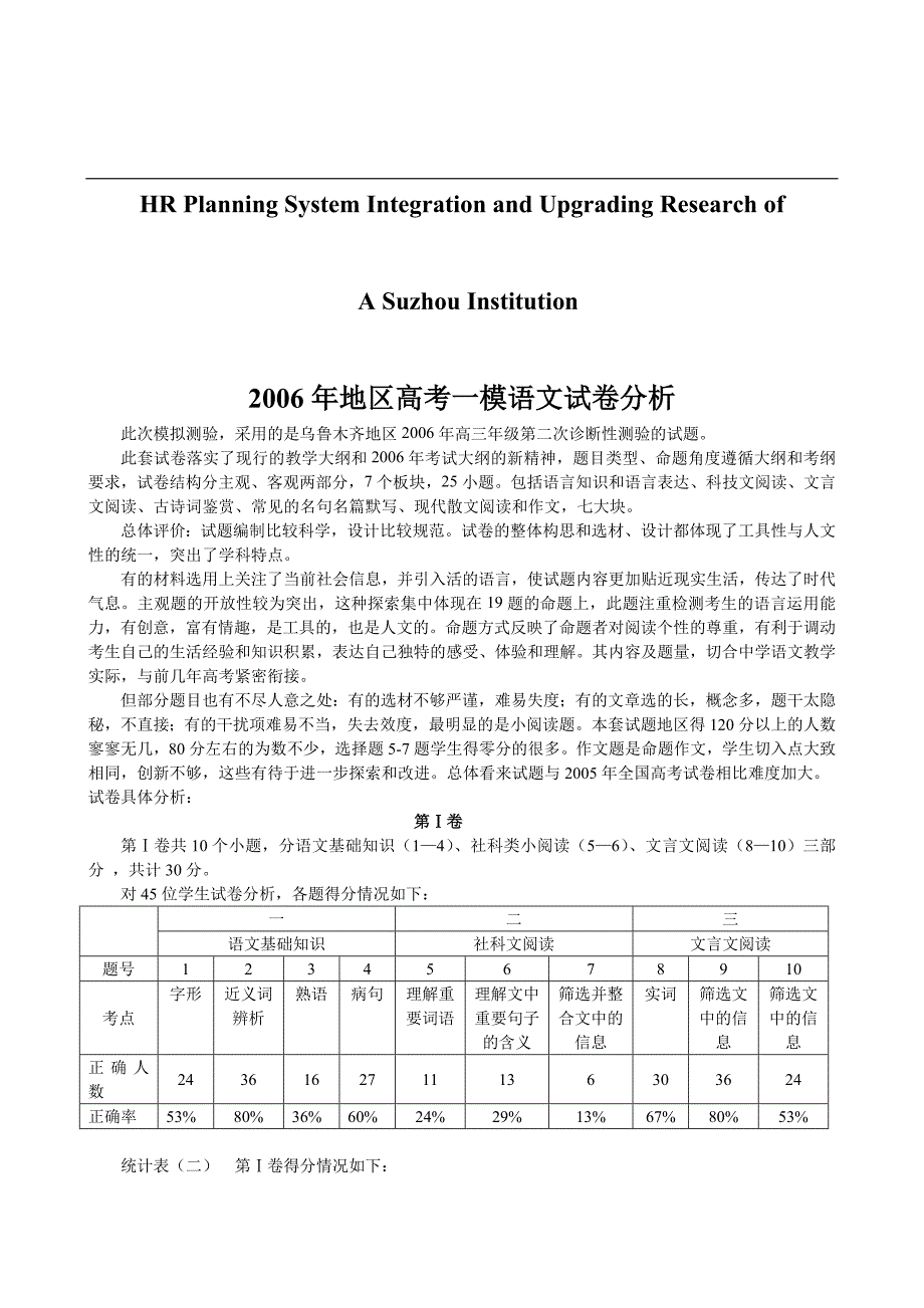 试论2006年地区高考一模语文试卷分析_第1页