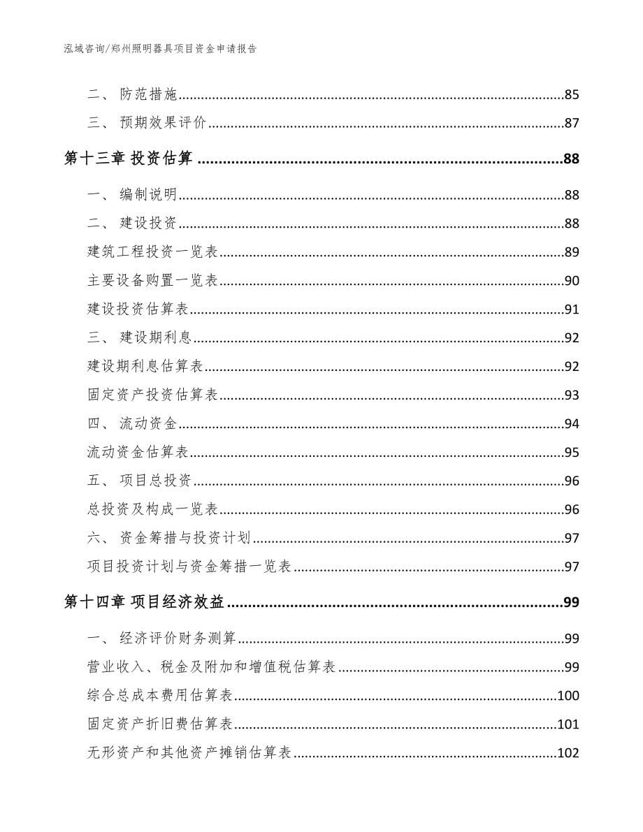 郑州照明器具项目资金申请报告（参考范文）_第5页