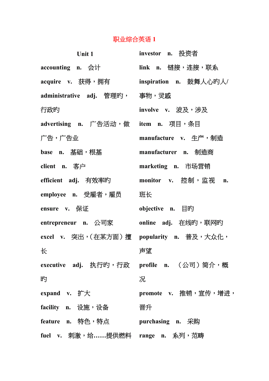 新职业英语词汇_第1页