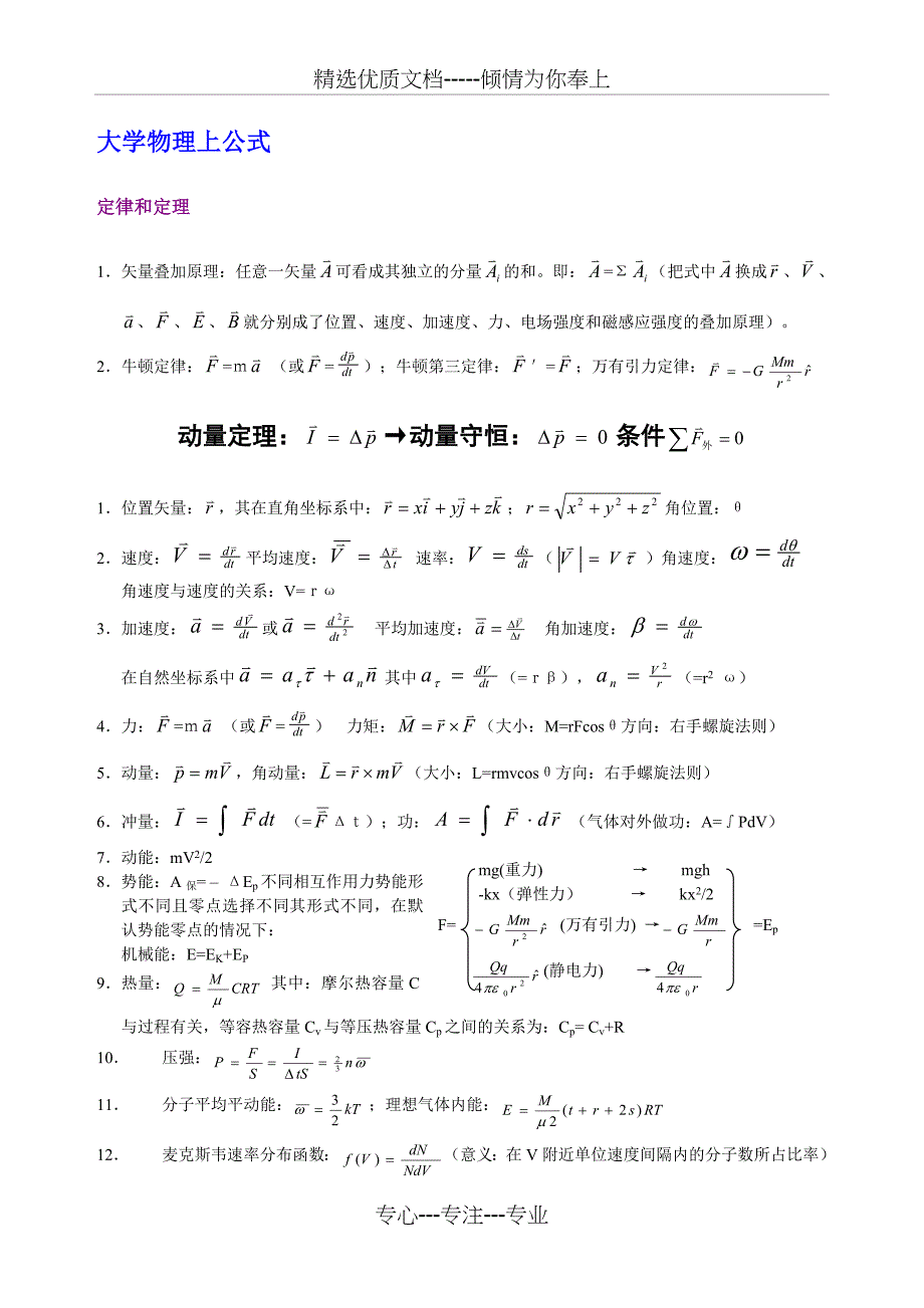 大学物理公式总结_第1页