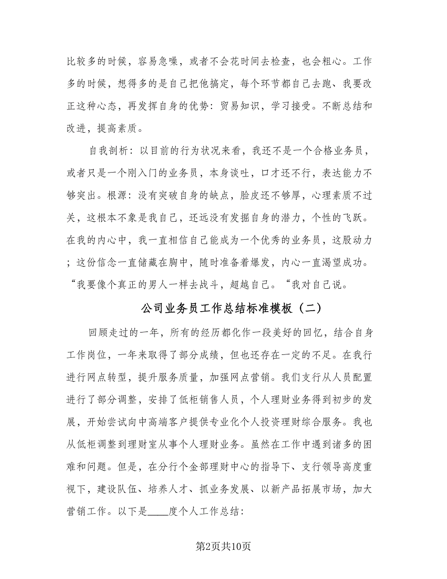 公司业务员工作总结标准模板（2篇）.doc_第2页