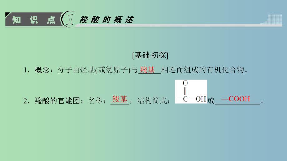 高中化学第2章官能团与有机化学反应烃的衍生物第4节羧酸氨基酸和蛋白质第1课时羧酸课件鲁科版.ppt_第3页