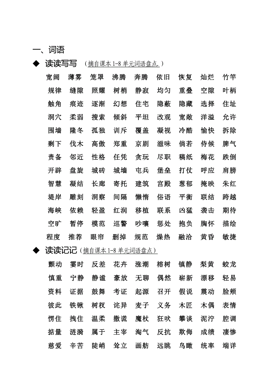 人教版四年级语文上册期末复习资料.doc_第1页