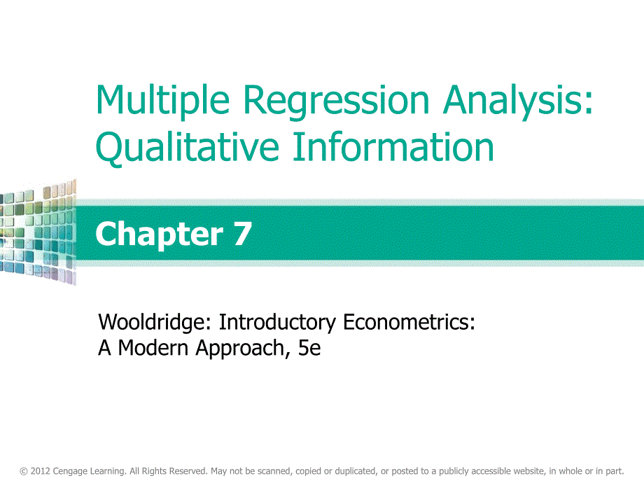 计量经济学英文课件：CHAPTER 7 Multiple Regression Analysis Qualitative Information_第1页