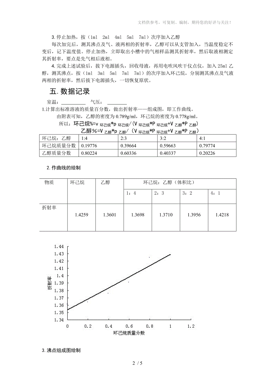 二组分系统气液平衡相图的绘制(含数据)_第2页