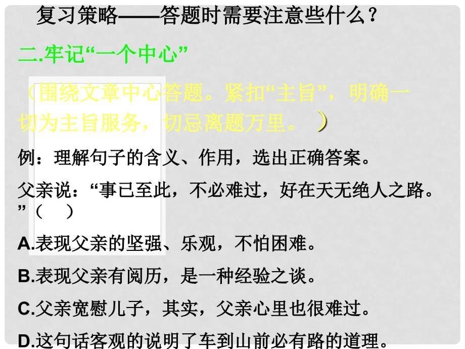 河南省郑州市中考语文 现代文阅读复习课件_第5页