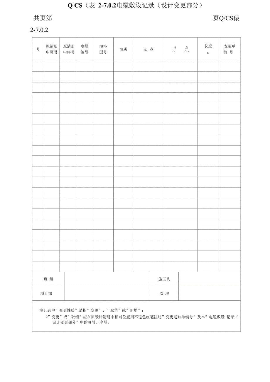 全站电缆施工工程施工记录及质量验评表模板_第5页