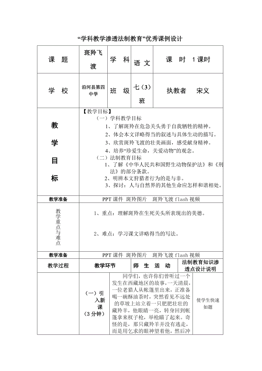 斑羚飞渡法制渗透教案设计(教育精品)_第1页