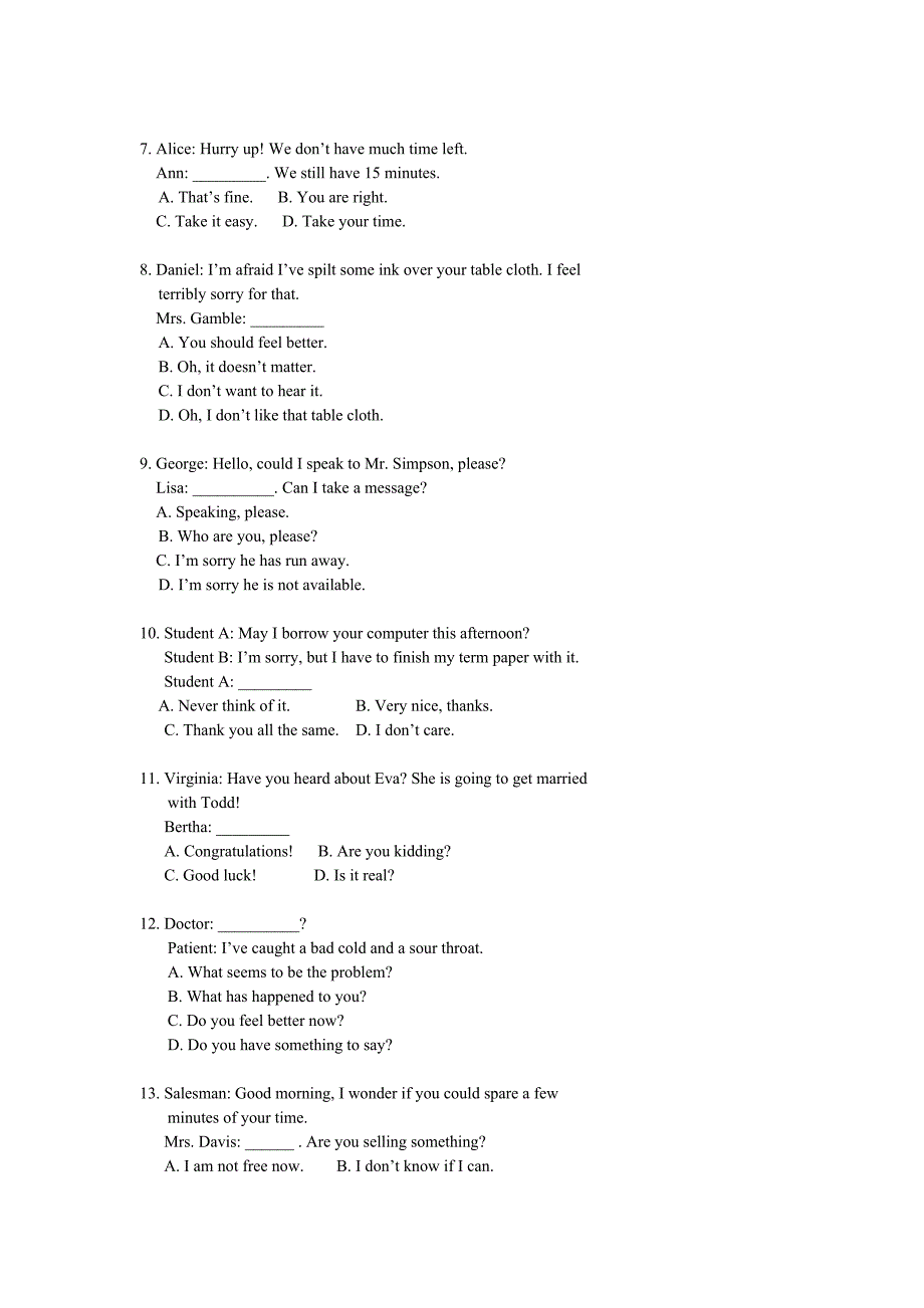 学位英语模拟试题及答案(一)_第2页