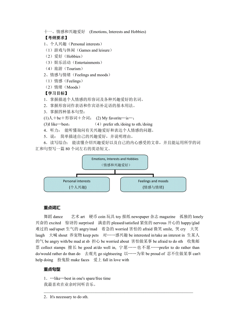 中考教学案第二部分话题复习第节情感和兴趣爱好_第1页