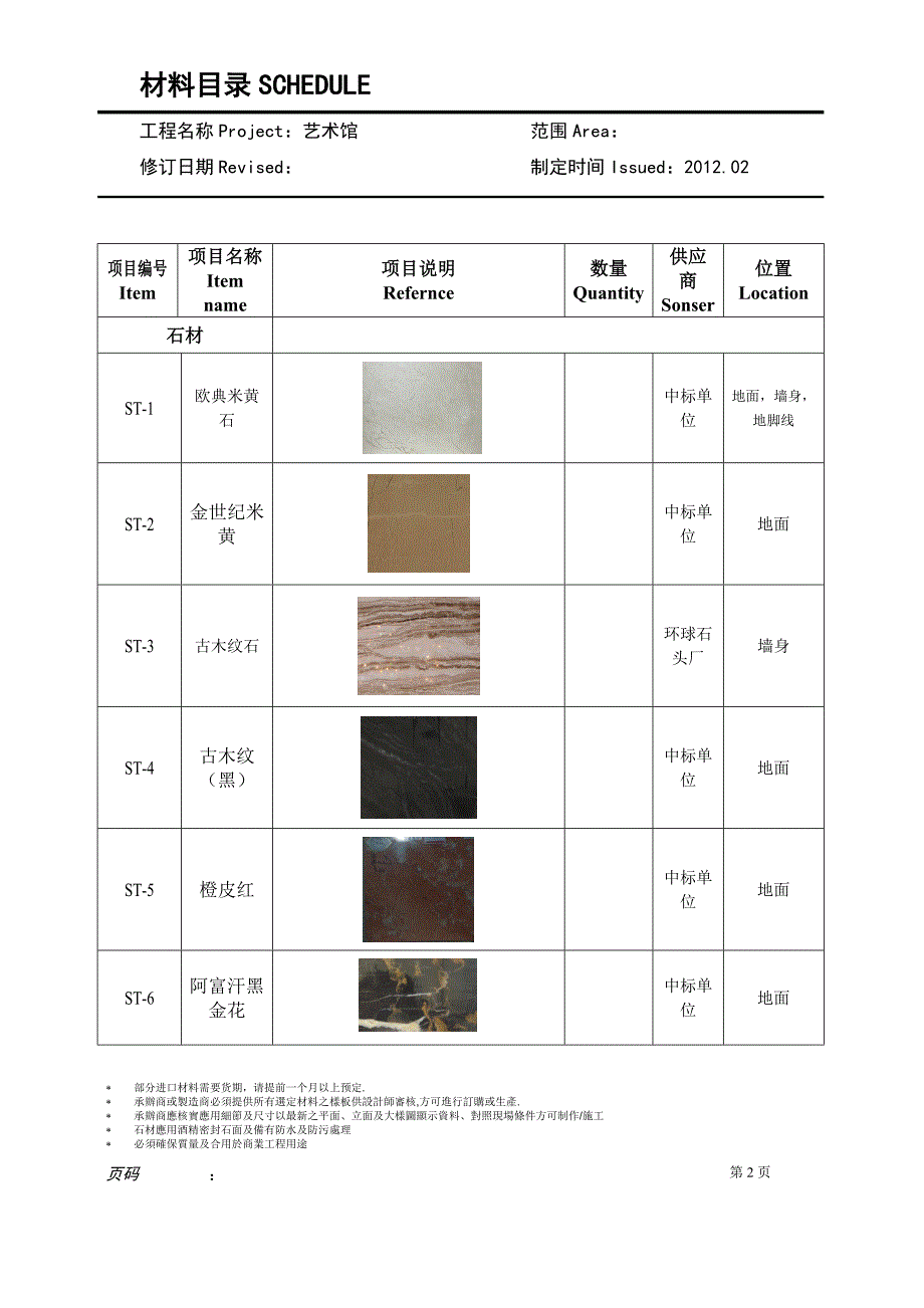 艺术馆材料表1202_第2页