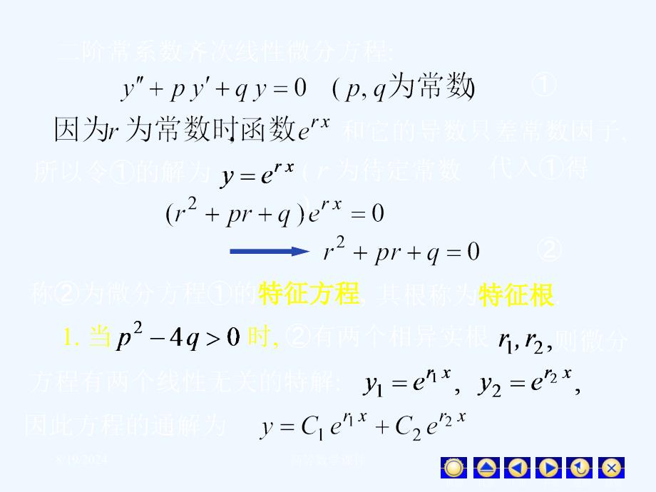 高等数学ppt课件微分方程D12_8常系数齐次线性微分方程_第2页