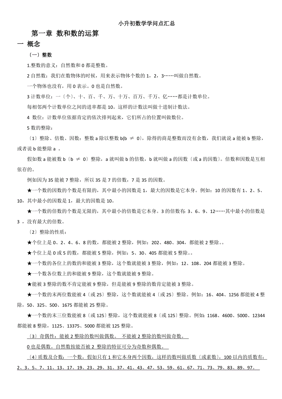 小升初数学重点知识点汇总_第1页