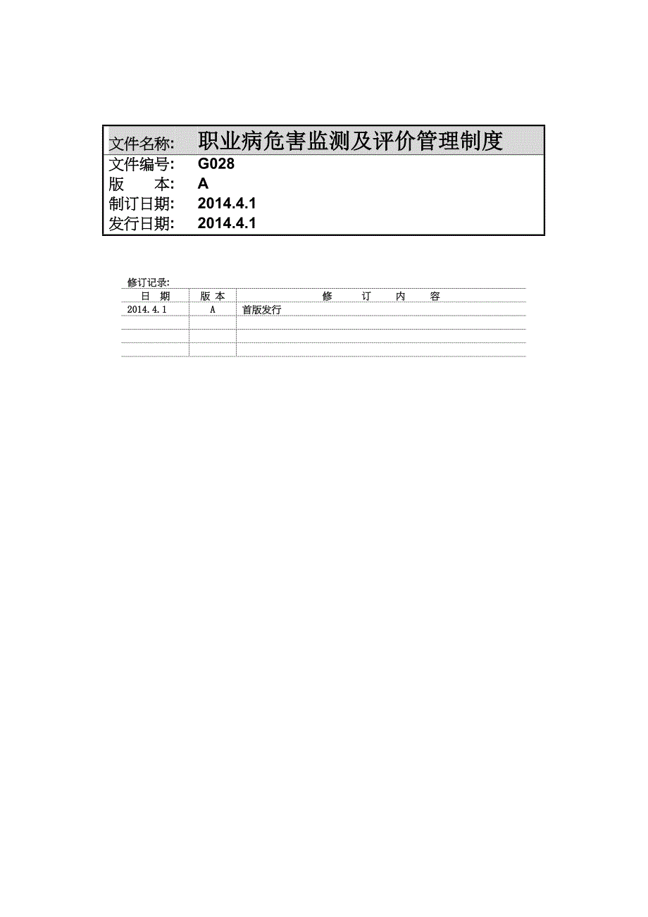 G028A职业病危害监测及评价管理制度_第1页