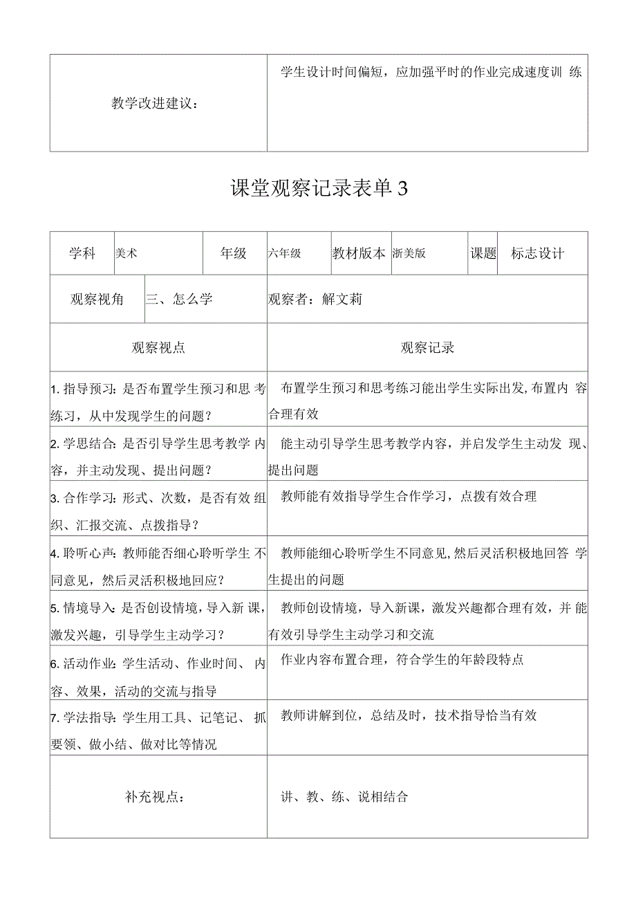 解文莉线上课堂观察记录表单_第3页