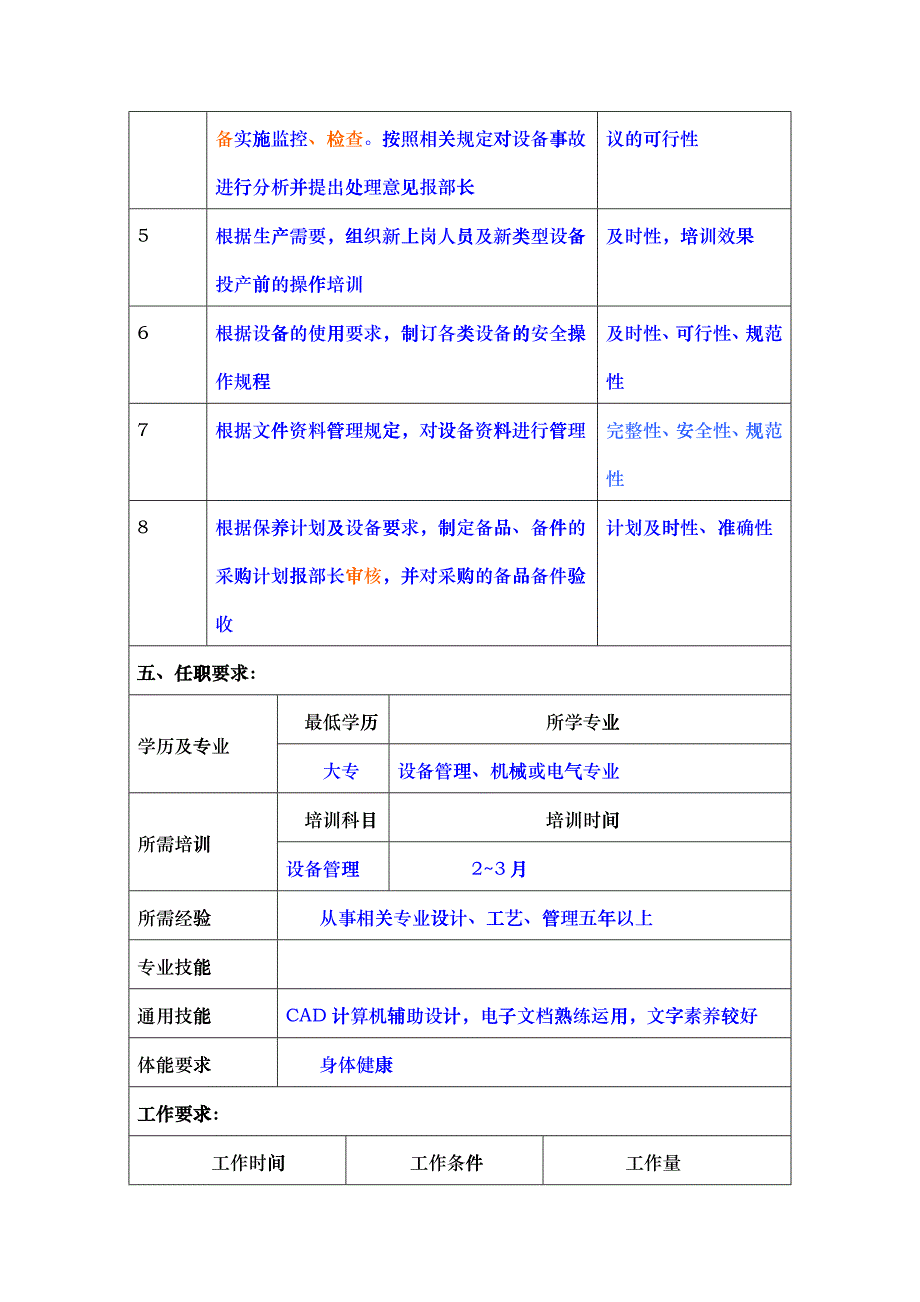 冠东车灯公司设备部设备管理工程师职位说明书_第3页