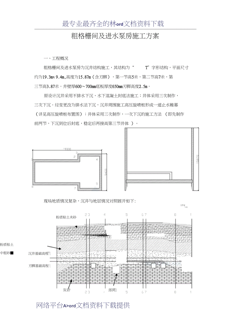 [施工方案]粗格栅间及进水泵房施工方案(DOC 24页)_第1页