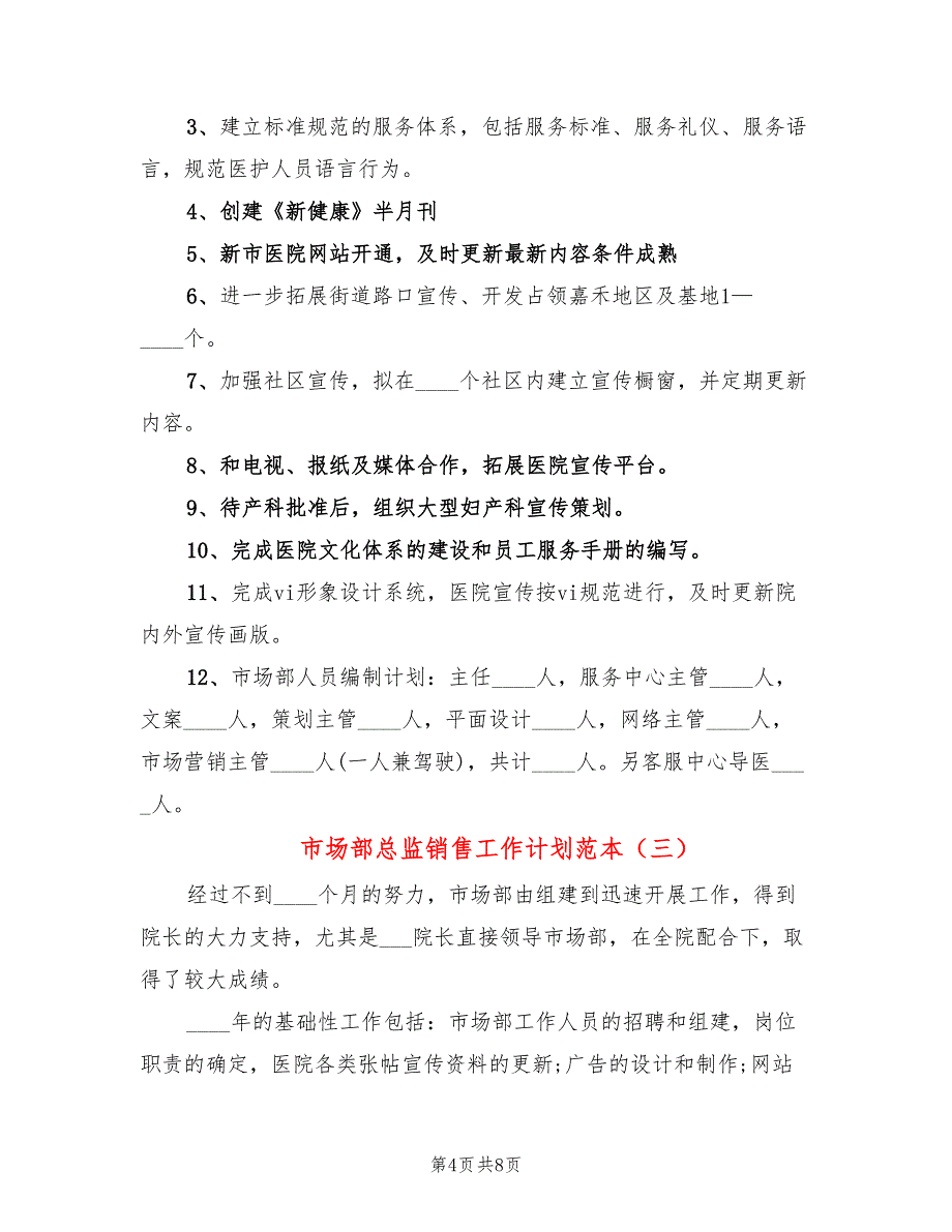 市场部总监销售工作计划范本(4篇)_第4页