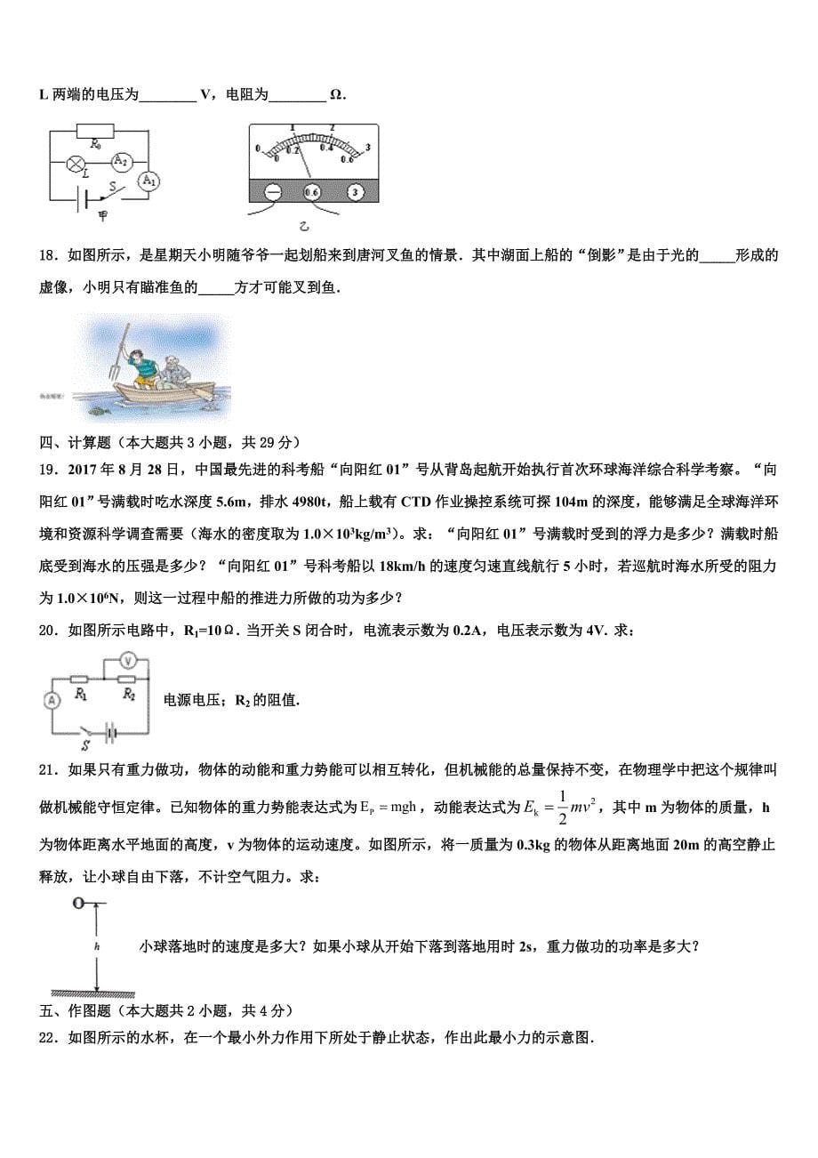 湖南省武汉市常青第一校2023学年中考物理最后一模试卷（含答案解析).doc_第5页