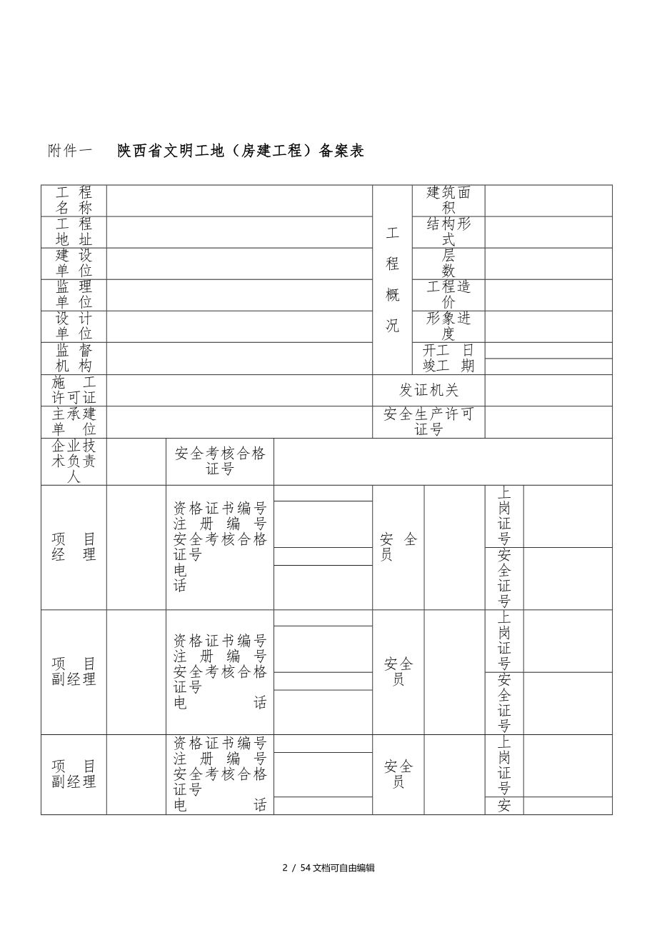 最新版《陕西省级文明工地全套表格》_第2页