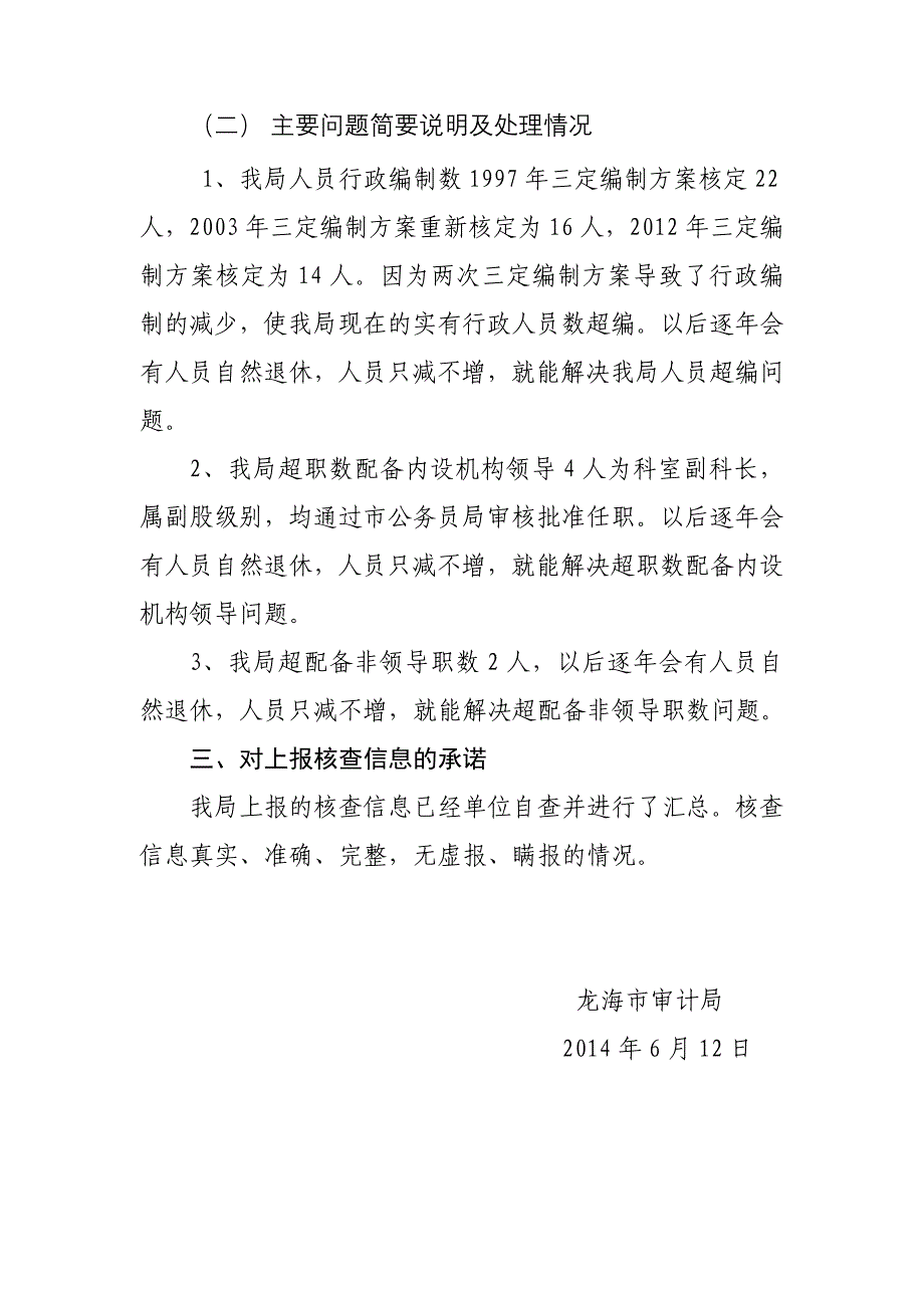 龙海市审计局机构和人员编制核查情况报告_第4页