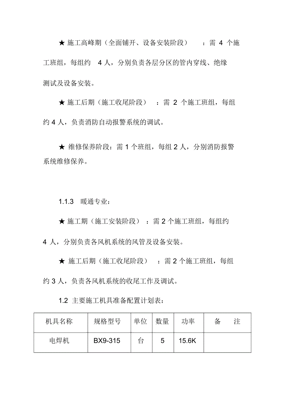 消防工程施工劳动力安排及施工机械设备配置计划_第2页