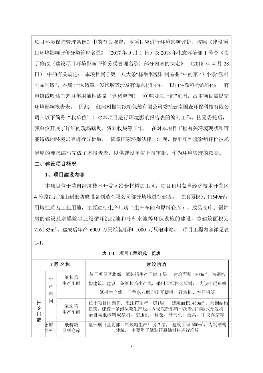 红河州振宝纸箱包装有限公司年产6000万只纸装箱和1000万只泡沫箱生产线建设项目环评报告.docx_第3页