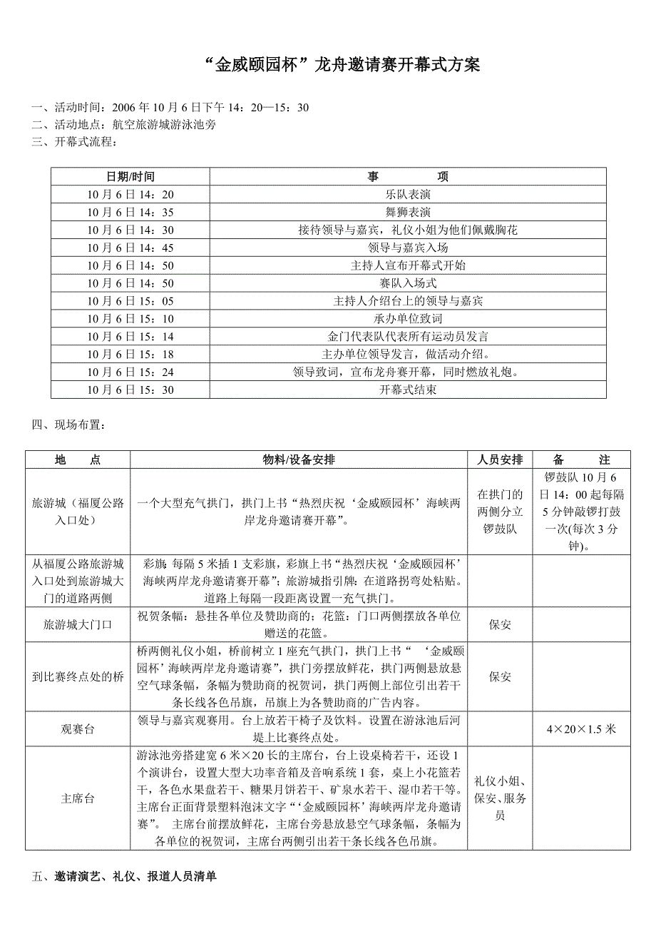 “金威颐园杯”龙舟邀请赛开幕式方案2.doc_第1页