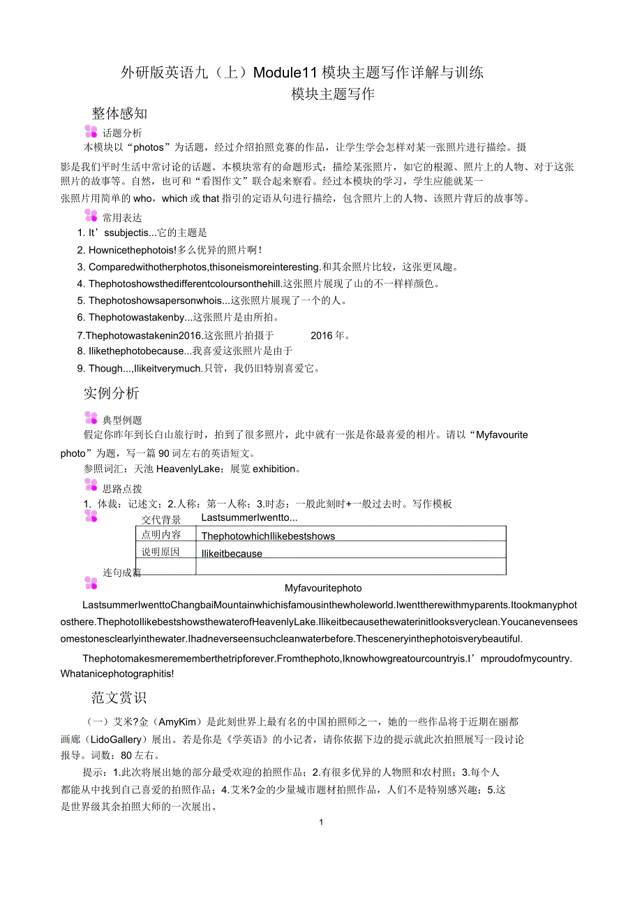 Module11外研版英语九(上)模块主题写作详解与训练.doc_第1页